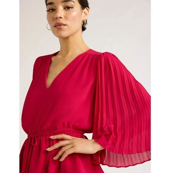 Sofia Jeans V-Neck Sheer Top with Pleated Sleeves Size M - Picture 9 of 9